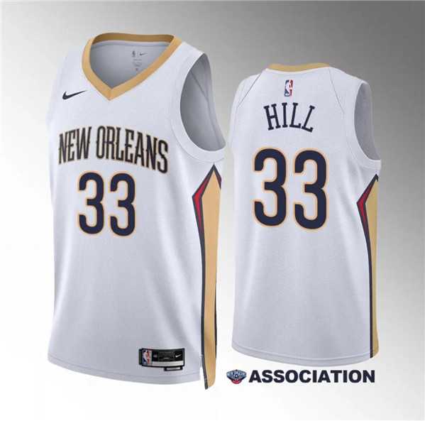 Men%27s New Orleans Pelicans #33 Malcolm Hill White Association Edition Stitched Basketball Jersey Dzhi->new york knicks->NBA Jersey